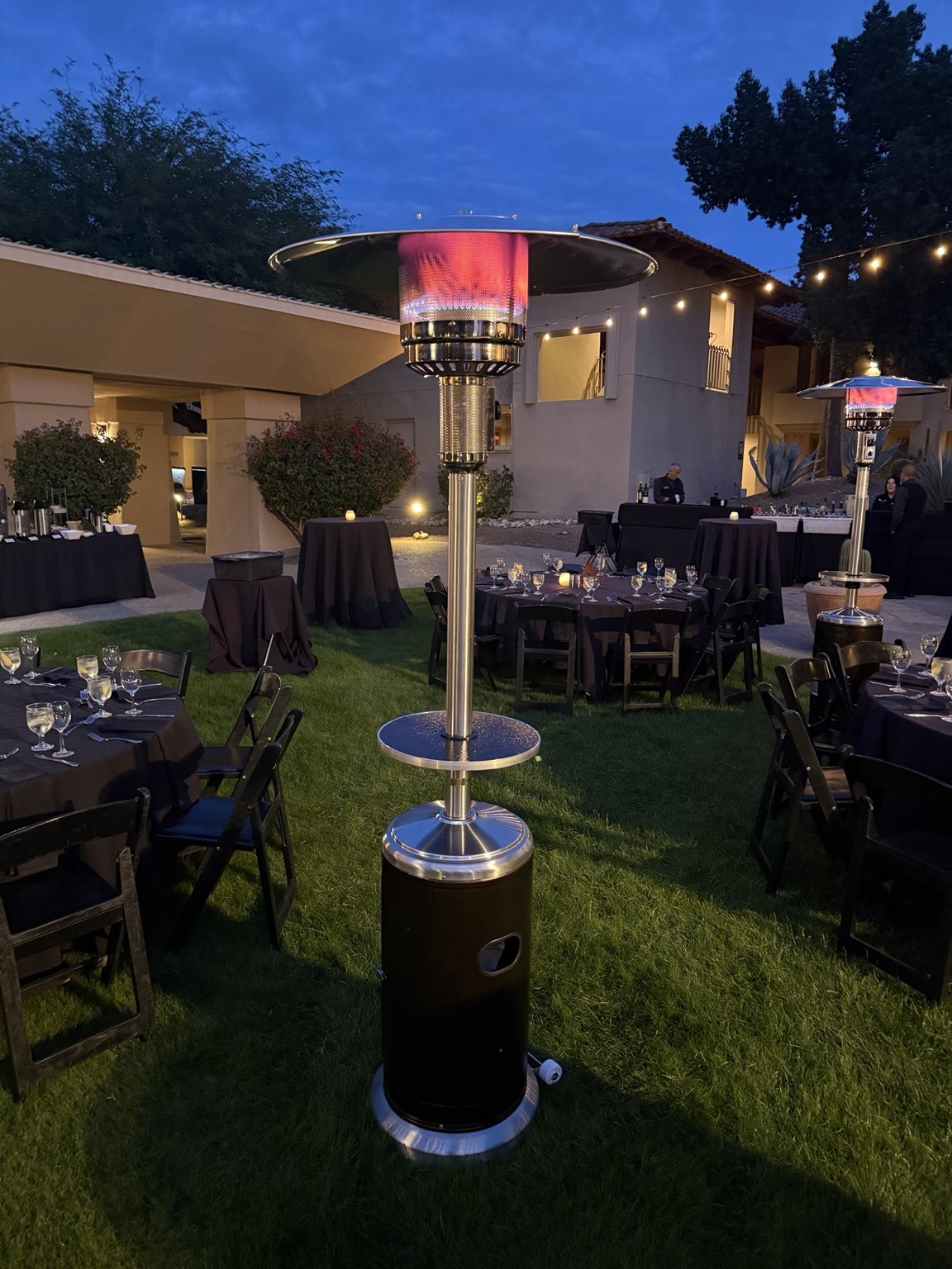 Patio heater at an outdoor evening event